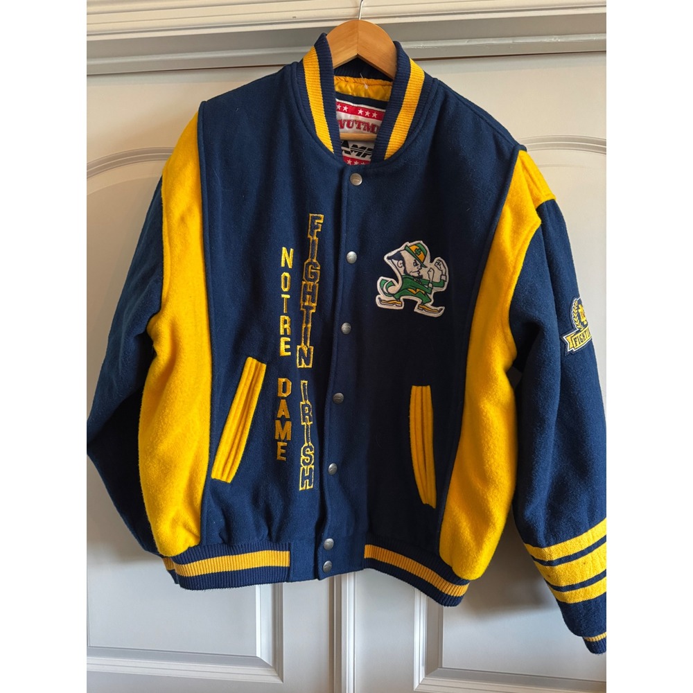 Vintage 90s Notre Dame Fighting Irish Wool Varsity Jacket Nutmeg Mills Campri L